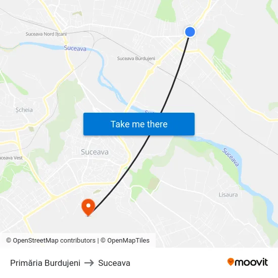 Primăria Burdujeni to Suceava map