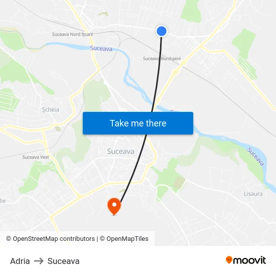 Adria to Suceava map