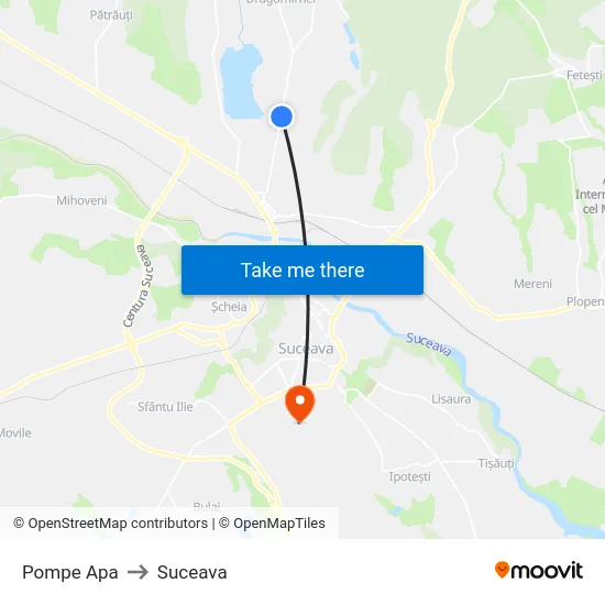 Pompe Apa to Suceava map