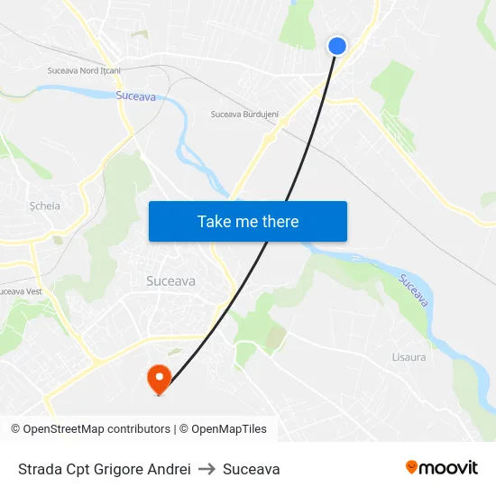 Strada Cpt Grigore Andrei to Suceava map