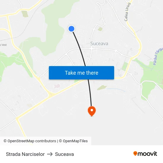 Strada Narciselor to Suceava map