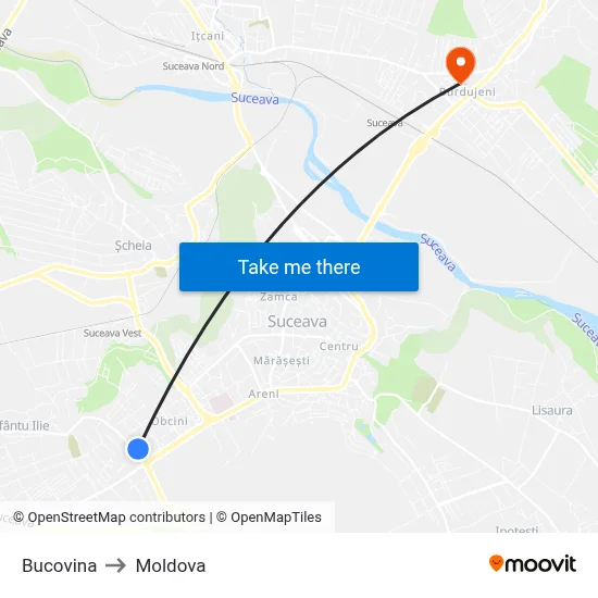 Bucovina to Moldova map