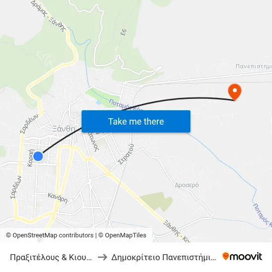 Praxitelous & Kioutacheias to Democritus University of Thrace map