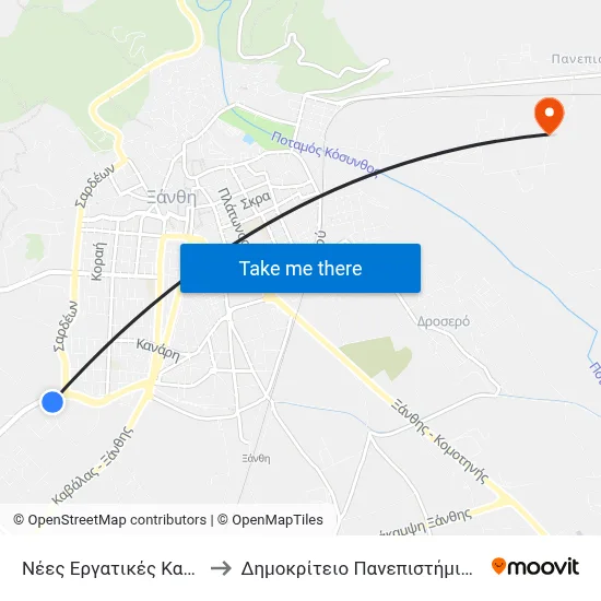 New Workers Housing to Democritus University of Thrace map