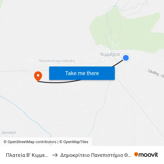 Kimmeria B Square to Democritus University of Thrace map
