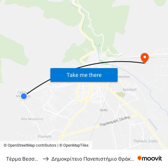 Τέρμα Βεσσών to Δημοκρίτειο Πανεπιστήμιο Θράκης map