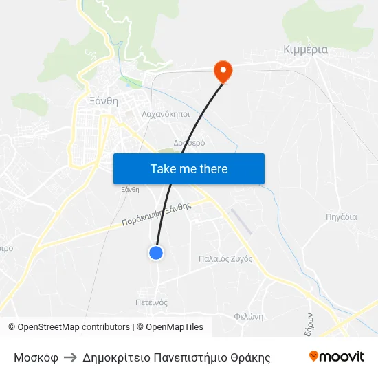 Moskof to Democritus University of Thrace map