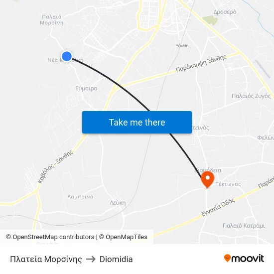 Πλατεία Μορσίνης to Diomidia map