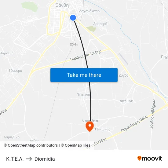 Κ.Τ.Ε.Λ. to Diomidia map