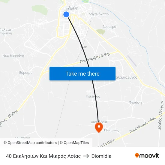 40 Εκκλησιών Και Μικράς Ασίας to Diomidia map