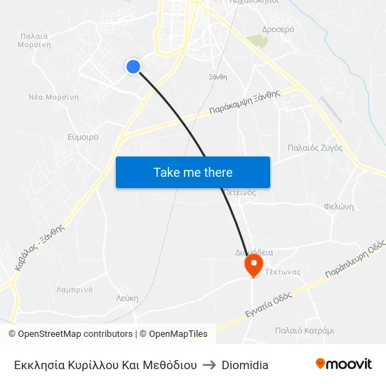 Εκκλησία Κυρίλλου Και Μεθόδιου to Diomidia map