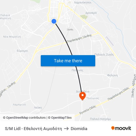 S/M Lidl - Εθελοντή Αιμοδότη to Diomidia map