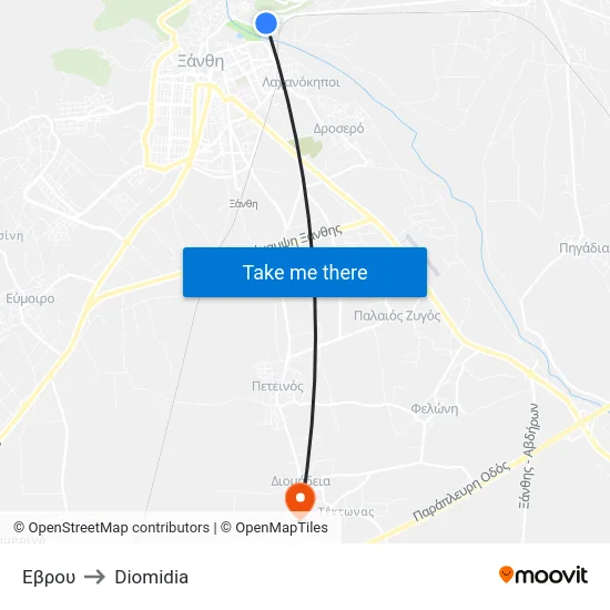 Έβρου to Diomidia map