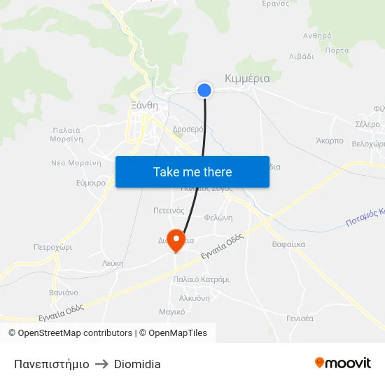 Πανεπιστήμιο to Diomidia map
