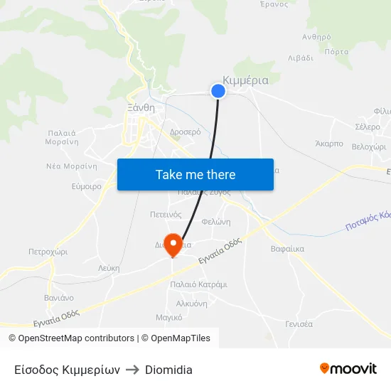 Είσοδος Κιμμερίων to Diomidia map