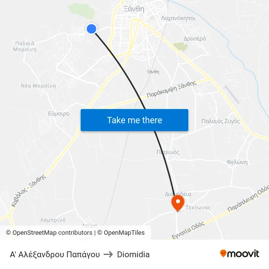 Α' Αλέξανδρου Παπάγου to Diomidia map