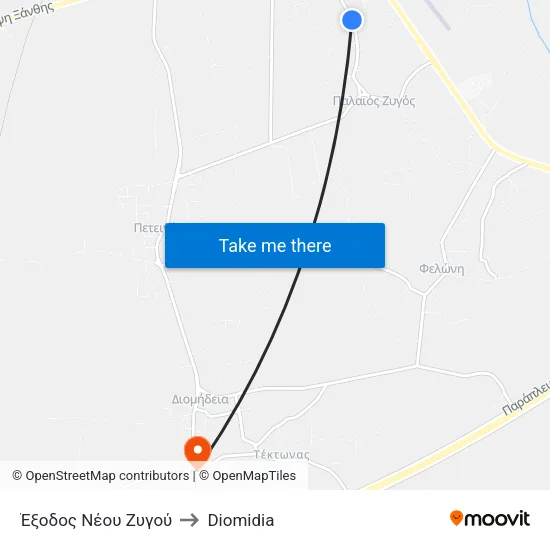 Έξοδος Νέου Ζυγού to Diomidia map