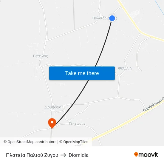 Πλατεία Παλιού Ζυγού to Diomidia map