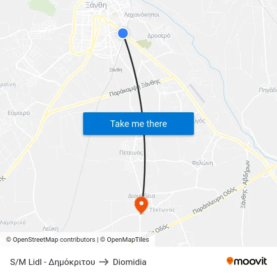 S/M Lidl - Δημόκριτου to Diomidia map