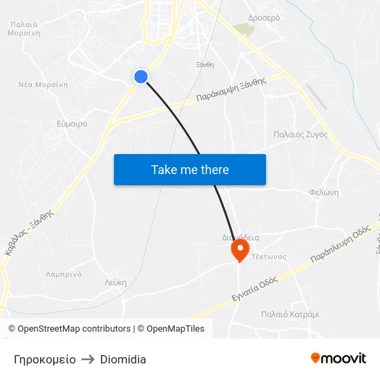 Γηροκομείο to Diomidia map