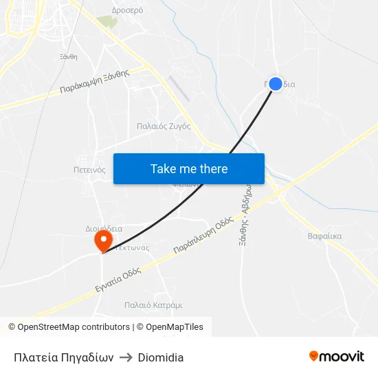 Πλατεία Πηγαδίων to Diomidia map