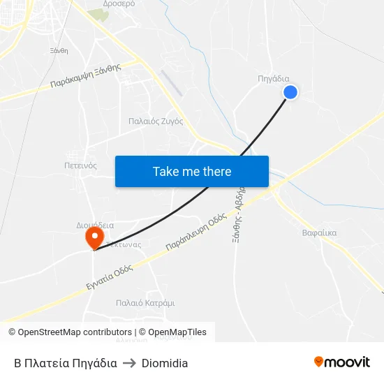 Β Πλατεία Πηγάδια to Diomidia map