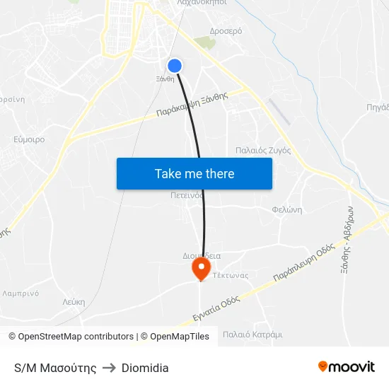 S/M Μασούτης to Diomidia map