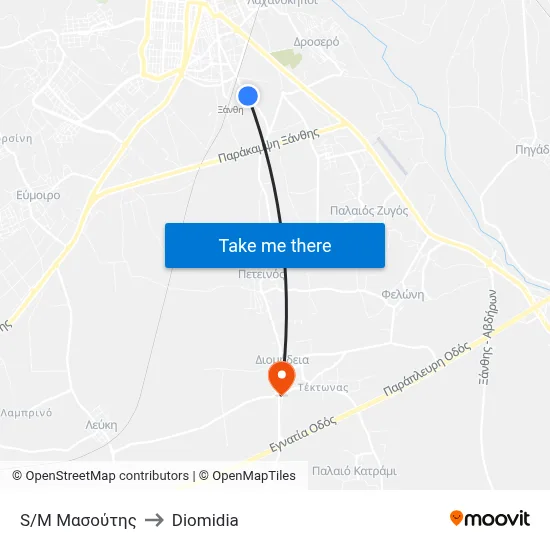 S/M Μασούτης to Diomidia map