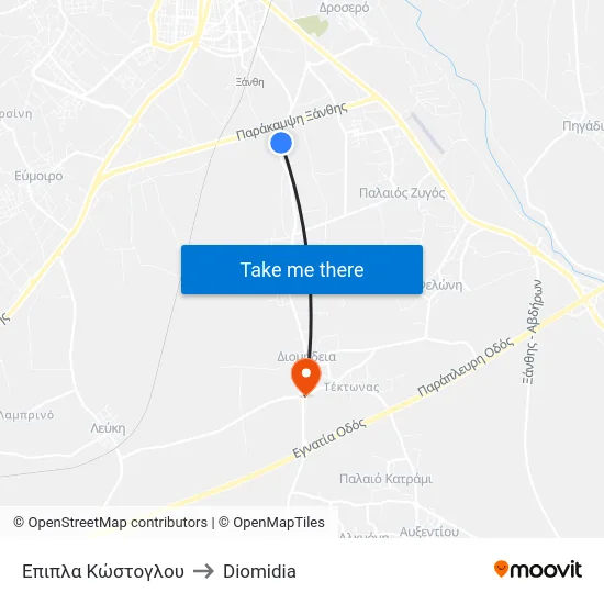 Έπιπλα Κώστογλου to Diomidia map