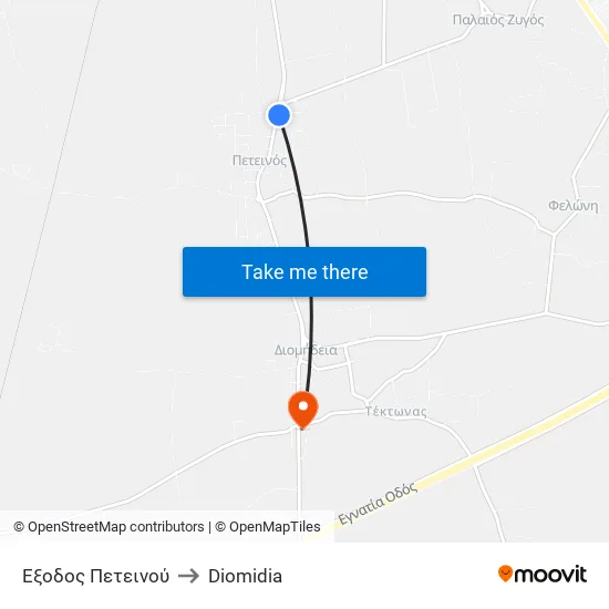 Peteinou Exit to Diomidia map