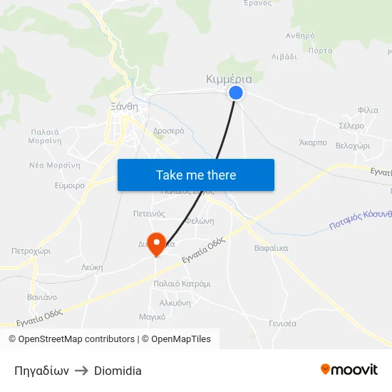 Πηγαδίων to Diomidia map
