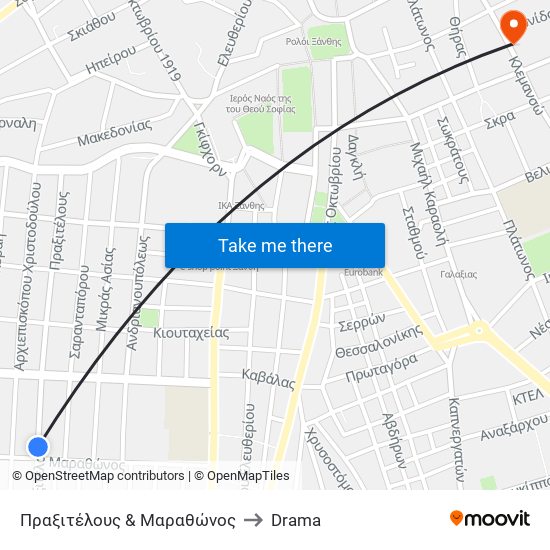 Πραξιτέλους & Μαραθώνος to Drama map