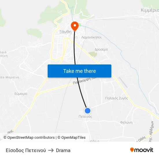 Peteinou Entrance to Drama map
