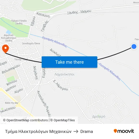 Electrical Engineering Department to Drama map