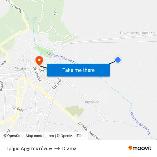 Τμήμα Αρχιτεκτόνων to Drama map