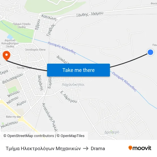 Electrical Engineering Department to Drama map