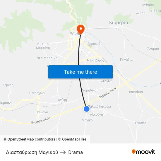 Magiko Junction to Drama map