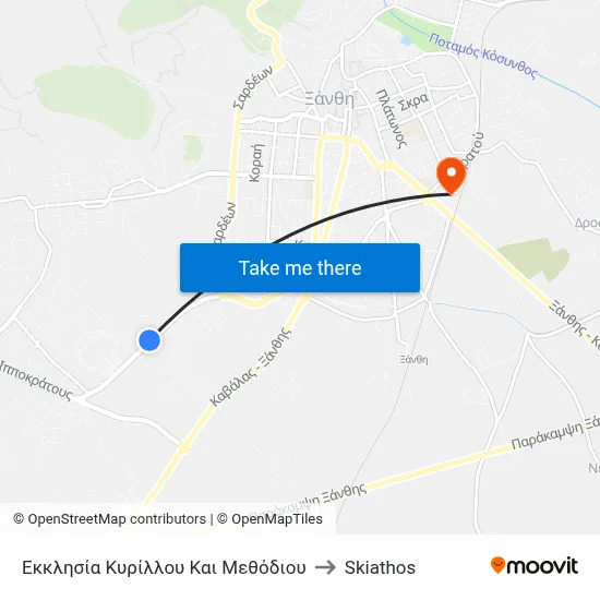 Saints Cyril and Methodius Church to Skiathos map