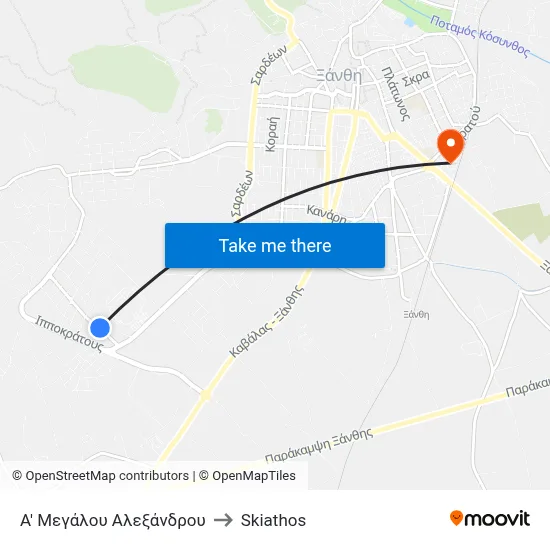 1st Megalou Alexandrou to Skiathos map