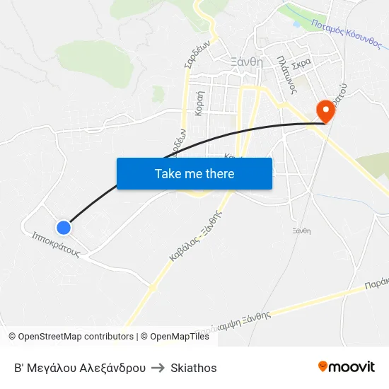 2nd Megalou Alexandrou to Skiathos map