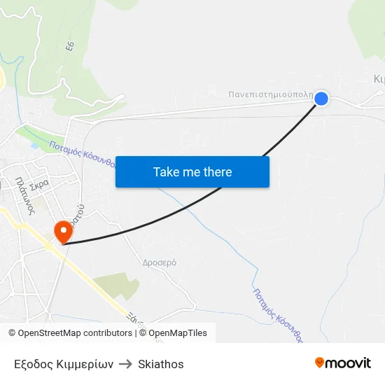 Kimmerion Exit to Skiathos map