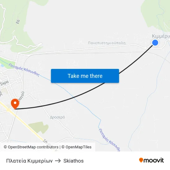 Kimmerion Square to Skiathos map