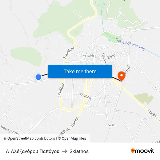 1st Alexandrou Papagou to Skiathos map