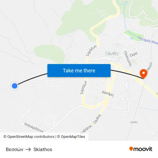 Vesson to Skiathos map