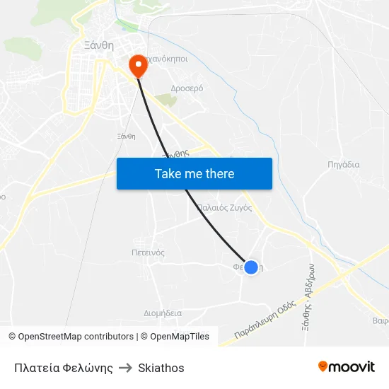 Feloni Square to Skiathos map