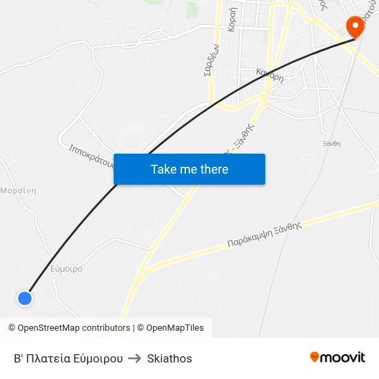B Evmiro Square to Skiathos map