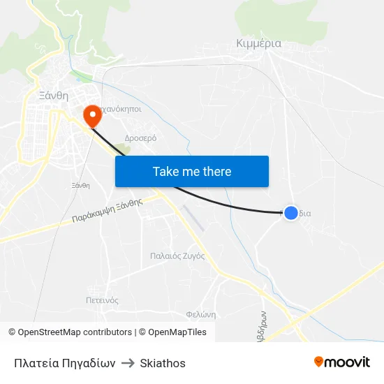 Pigadia Square to Skiathos map