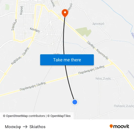 Μοσκόφ to Skiathos map