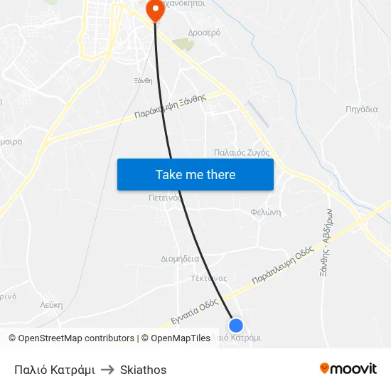 Old Katrami to Skiathos map
