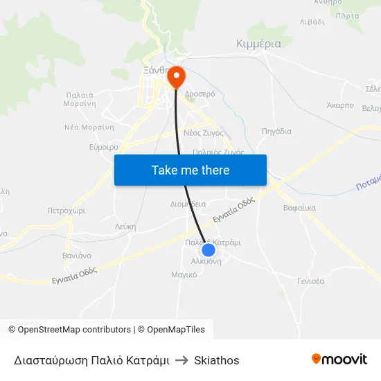 Old Katrami Junction to Skiathos map